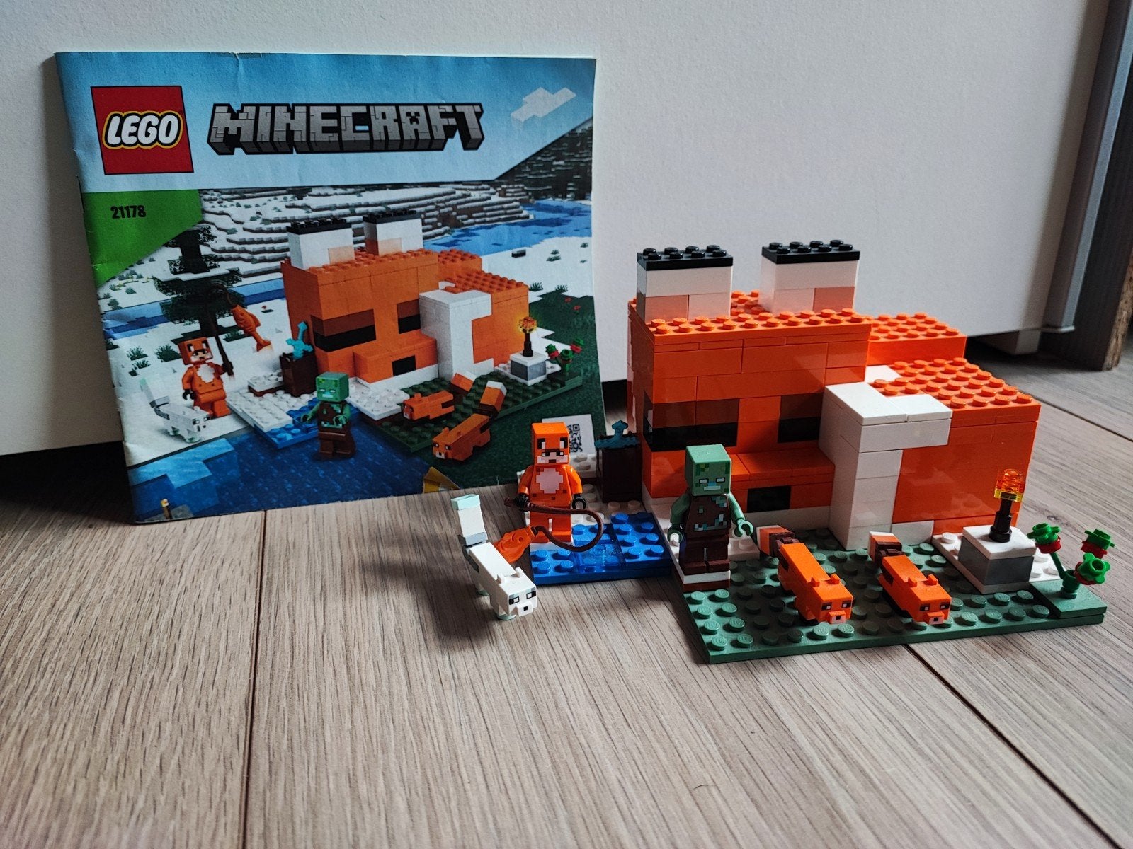 Legoset Minecraft De Vossenlodge 21178, Lego, Compleet, Ophalen of Verzenden, Zo goed als nieuw