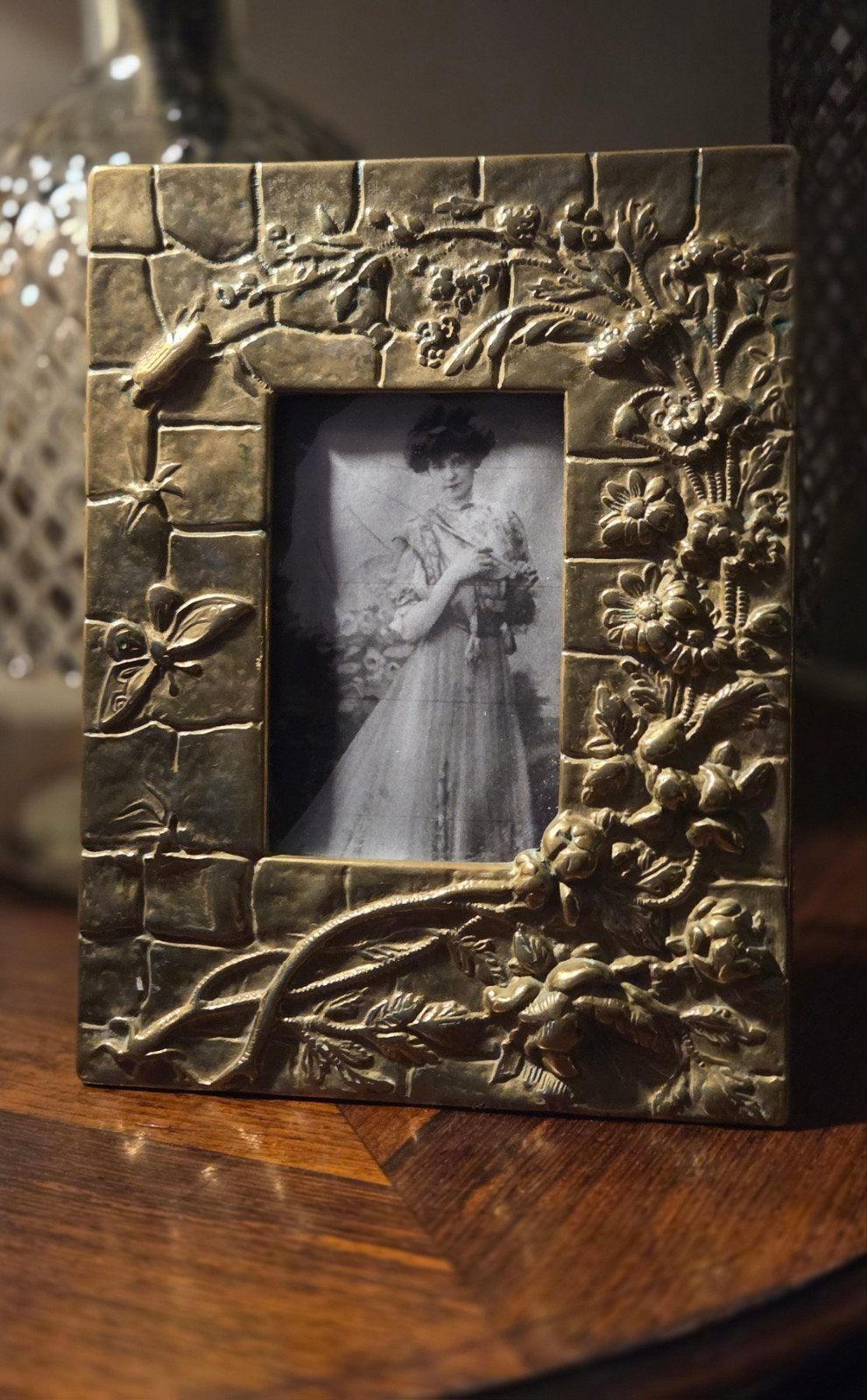 Antieke Gouden art nouveau fotolijst, Huis en Inrichting, Woonaccessoires | Lijsten, Met afbeelding, Gebruikt, Ophalen of Verzenden
