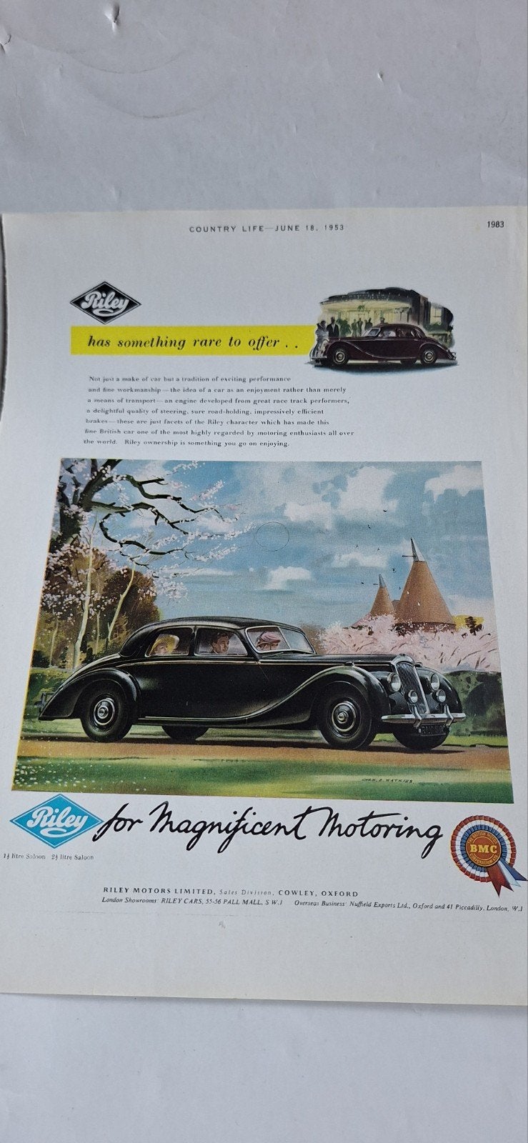 17 Vintage Auto Advertenties uit 'Country Life' (Jaren '50), Ophalen of Verzenden, Gelezen, Algemeen