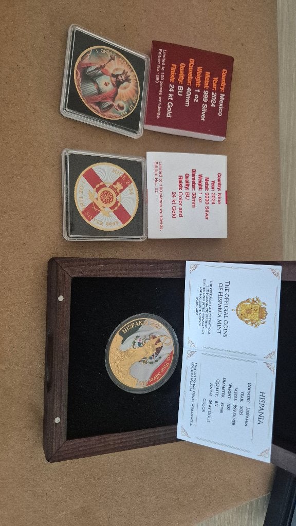 24kt vergulde coins 999zilver, Ophalen of Verzenden, Zilver, Overige typen, Verguld
