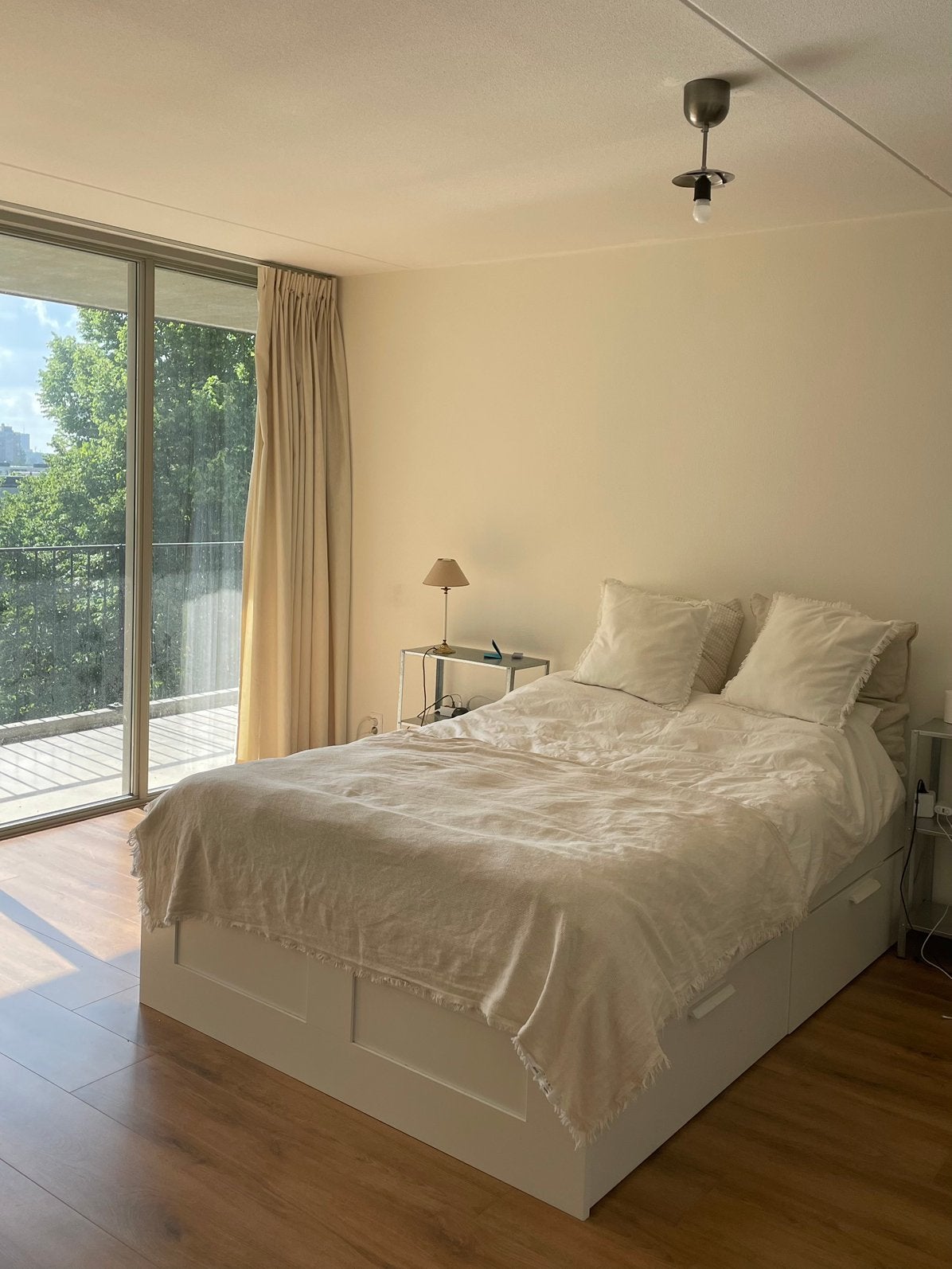 Ikea BRIMNES bed met lattenbodem en een matras, Ophalen, Wit, Tweepersoons, 140 cm