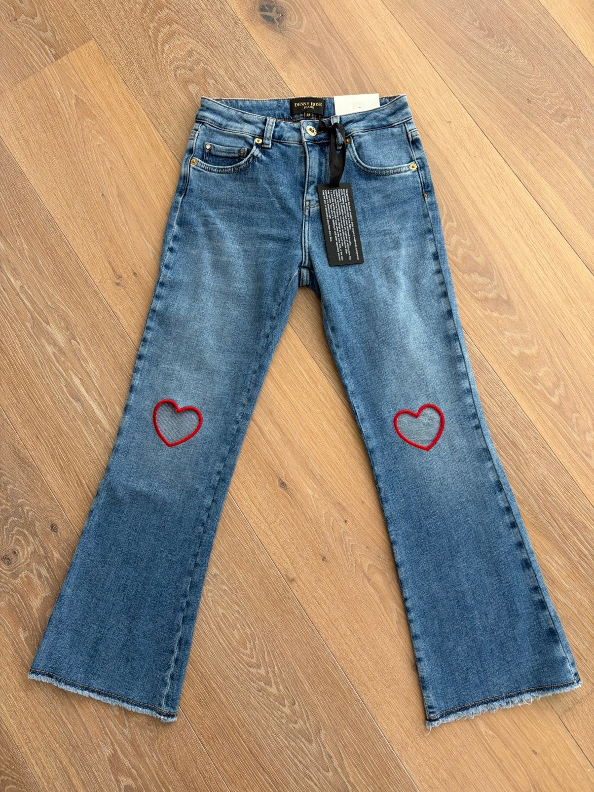 DENNY ROSE crop jeans met hartjes XXS, XS, S en M