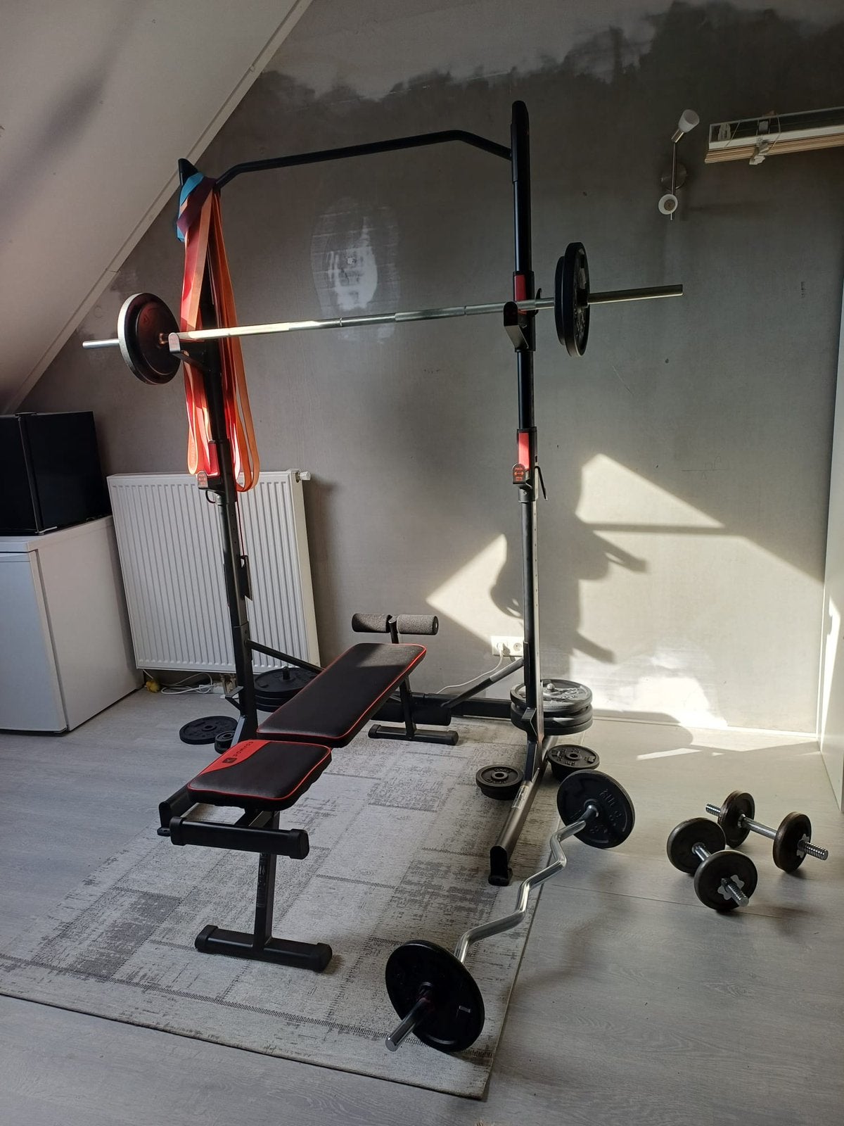 Squat/bench press/pull up rack, Sport en Fitness, Fitnessmaterialen, Gebruikt, Fitnessbank, Armen, Benen, Borst, Buik, Rug, Ophalen