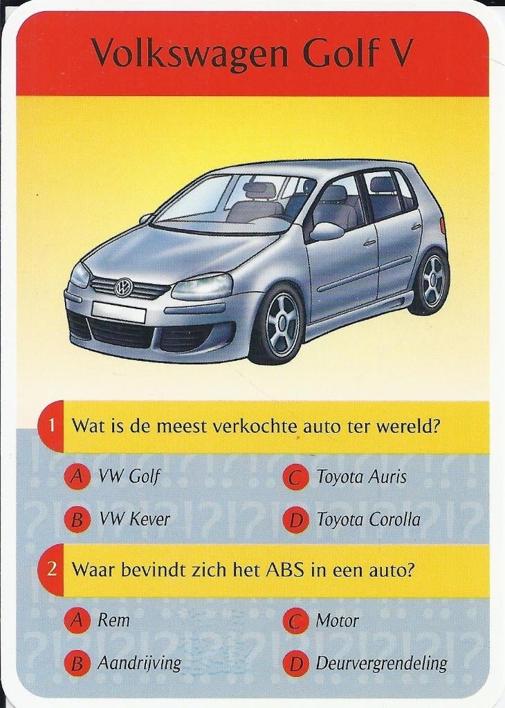 Kw3614 Autokaartje volkswagen golf, Verzenden, Zo goed als nieuw, Auto's