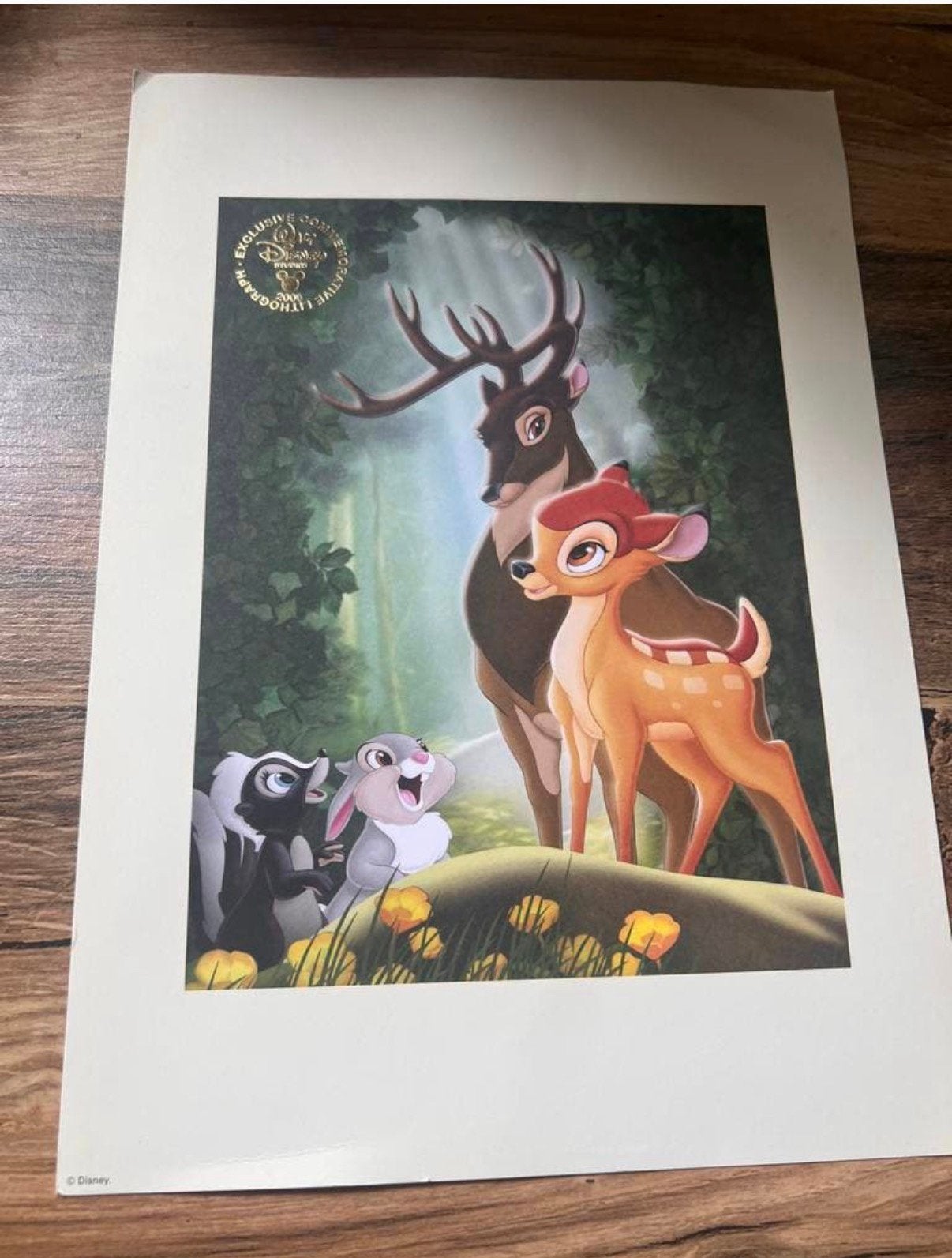 Originele litho Bambi van Disney met stempel., Verzamelen, Disney, Ophalen of Verzenden, Bambi of Dumbo, Nieuw, Plaatje of Poster
