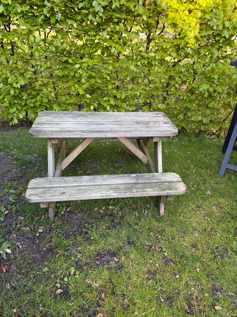 Kinder Houten picknicktafel voor buiten, Tuin en Terras, Picknicktafels, Ophalen, Gebruikt, Rechthoekig, Hout