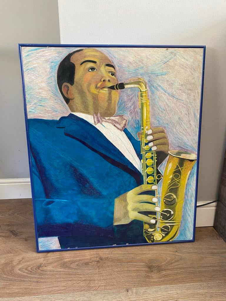 Schilderij saxofonist - Jazz kunstwerk, Ophalen