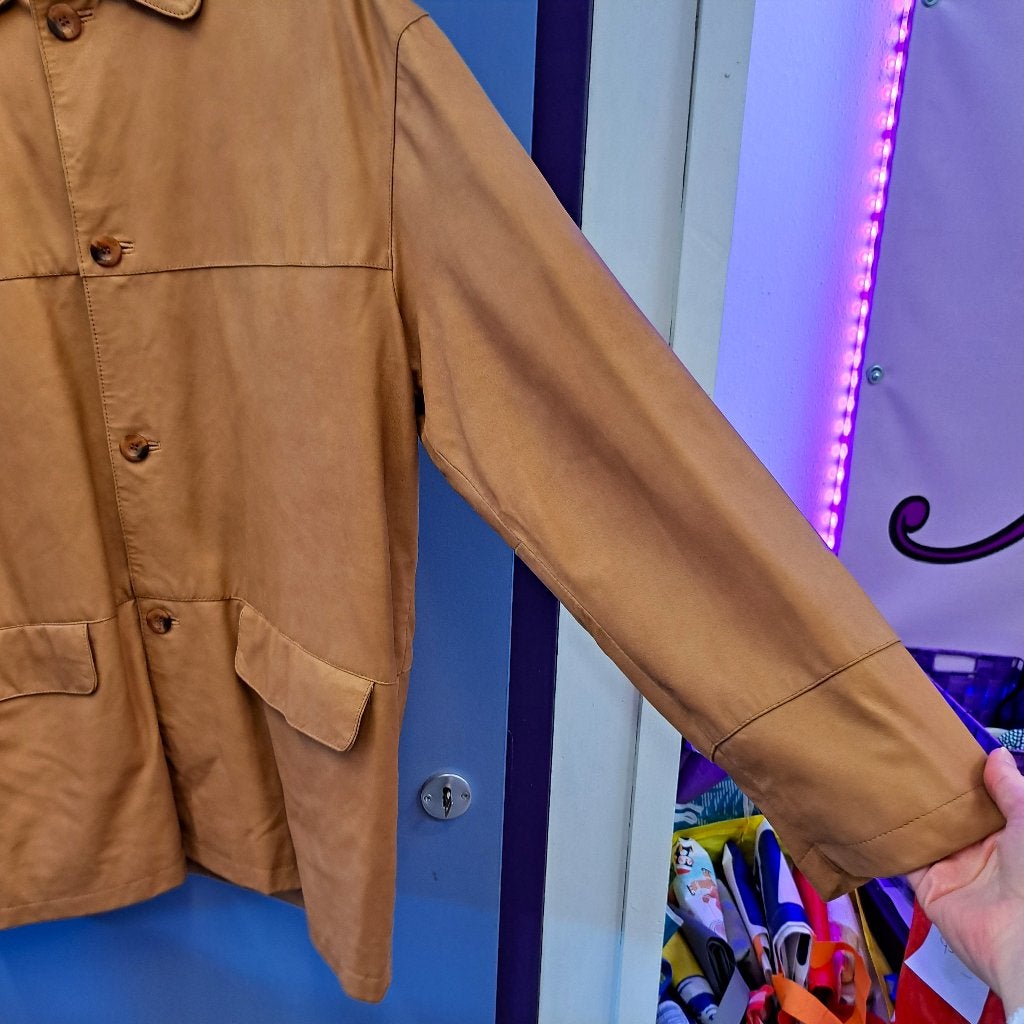 Arma suede leren camel bruine jas met knopen maat 52 48341, Maat 52/54 (L), ., ARMA, Ophalen of Verzenden