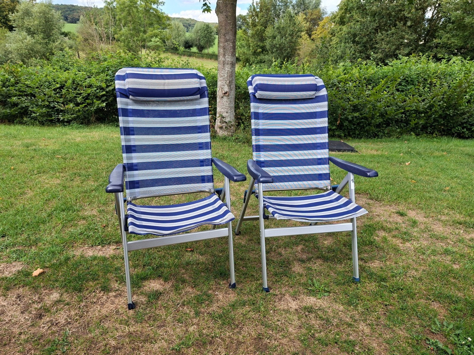 2x crespo campingstoelen +hoofdkussen, Ophalen, Gebruikt, Campingstoel