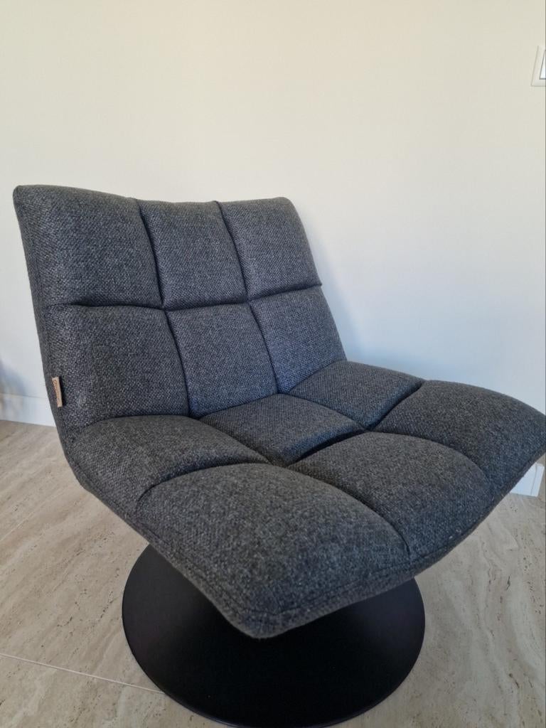 Dutchbone bar lounge fauteuil donker grijs, Ophalen, 50 tot 75 cm