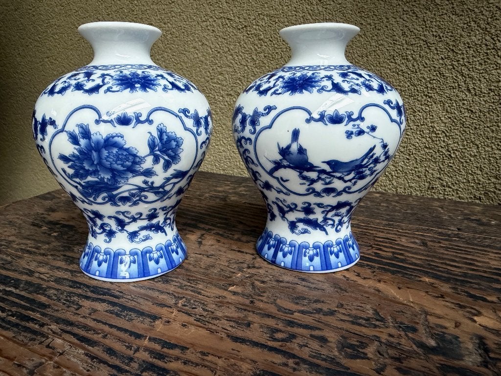 Chinese vaas blauw wit chinees vaasjes, Ophalen of Verzenden