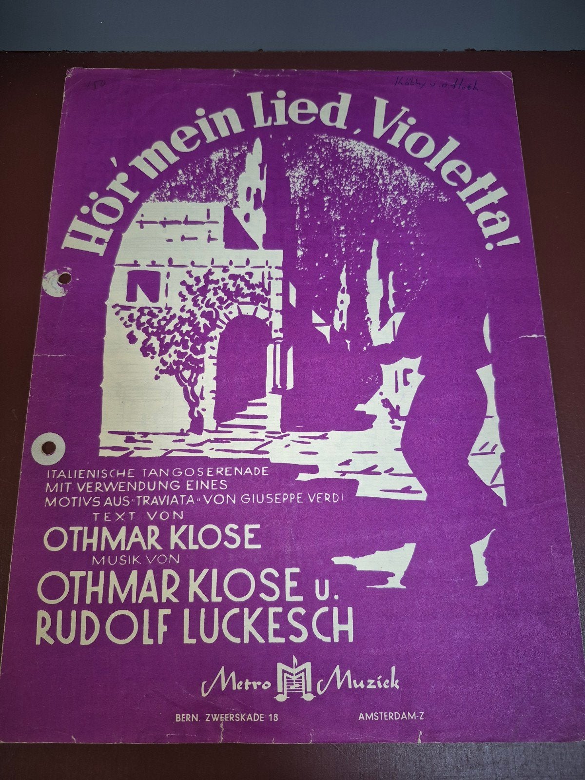 Hör mein Lied, Violetta! - Othmar Klose & Rudolf Luckesch, Ophalen of Verzenden