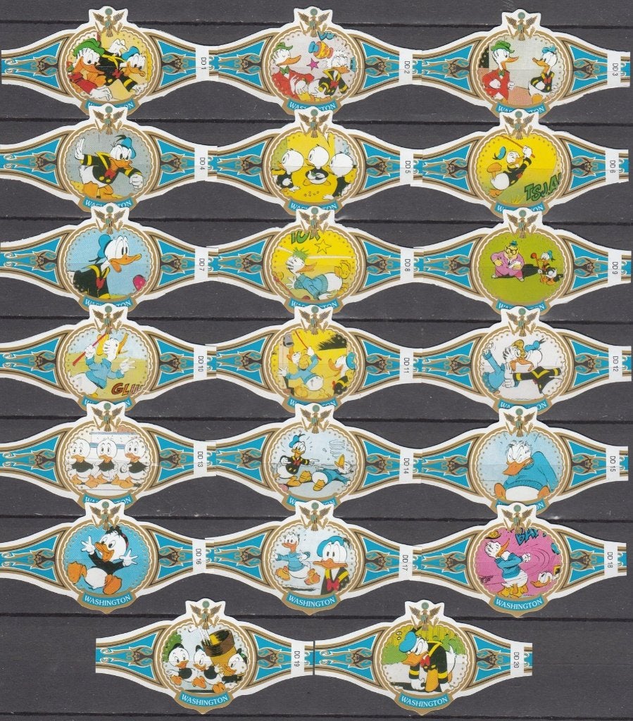 Sigarenbandjes Donald Duck & Guus Geluk, Washington DD1-DD20, Verzenden, Nieuw, Sigarenbandjes