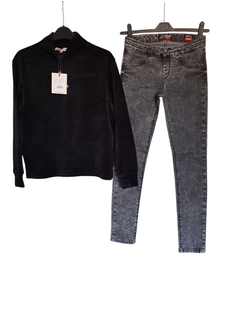 NIEUWE VINGINO jegging stretch jeans Brunella grijs mt13/158, Broek, Nieuw, Vingino, Verzenden