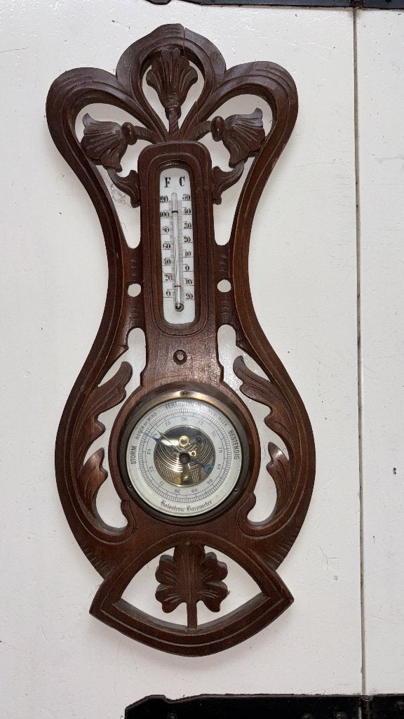 Vintage Art Nouveau Barometer Albuhederian No.226 | Den Haag, Gebruikt, Overige typen, Ophalen of Verzenden, Met thermometer