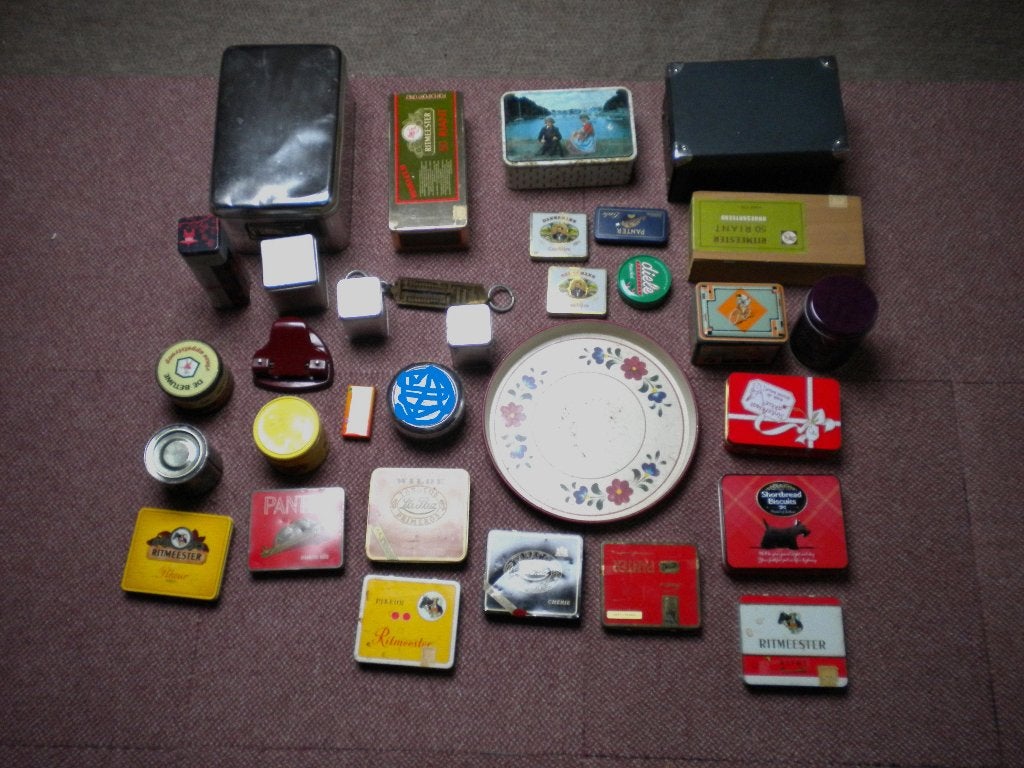 Super collectie blikken sigarendoosjes,  busjes, trommels, Ophalen of Verzenden, Gebruikt, Overige, Overige merken