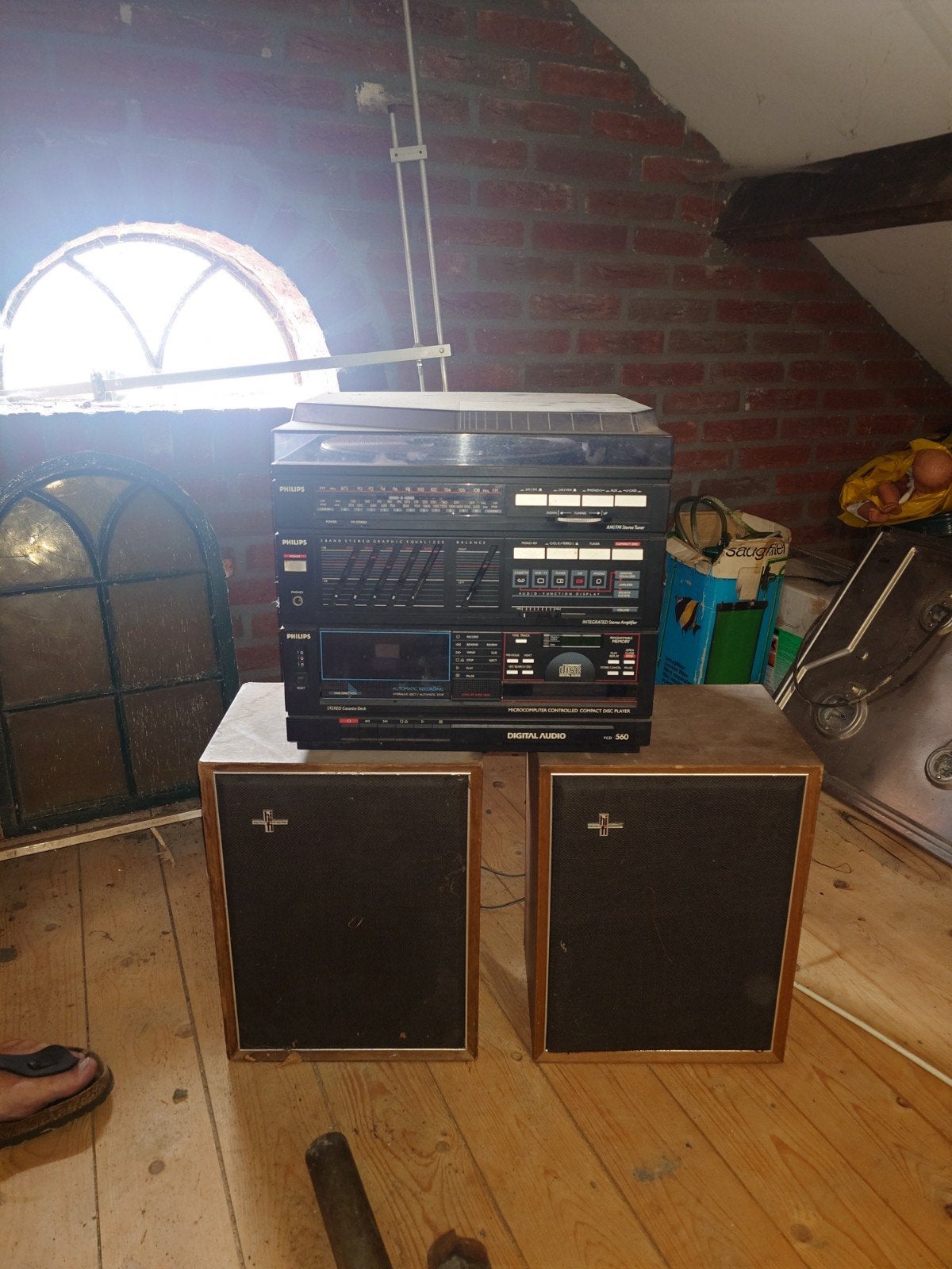 Philips FCD 560 Stereo Set met Platenspeler en Speakers, Ophalen, Philips, Gebruikt, Losse componenten