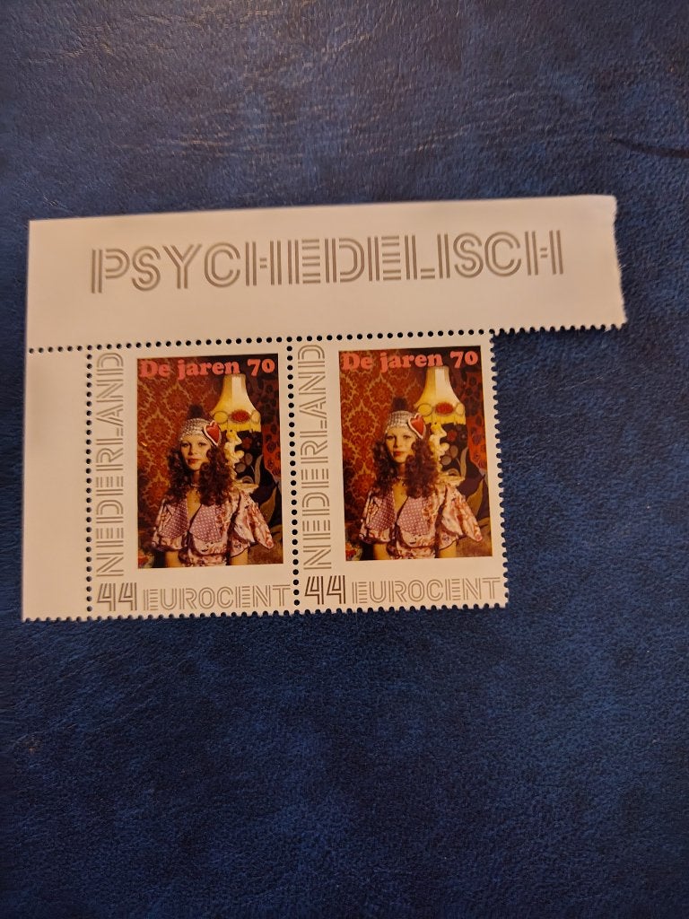 Persoonlijke de jaren 70 Psychedelisch 2 zegels met tab, Verzenden, Na 1940, Postfris