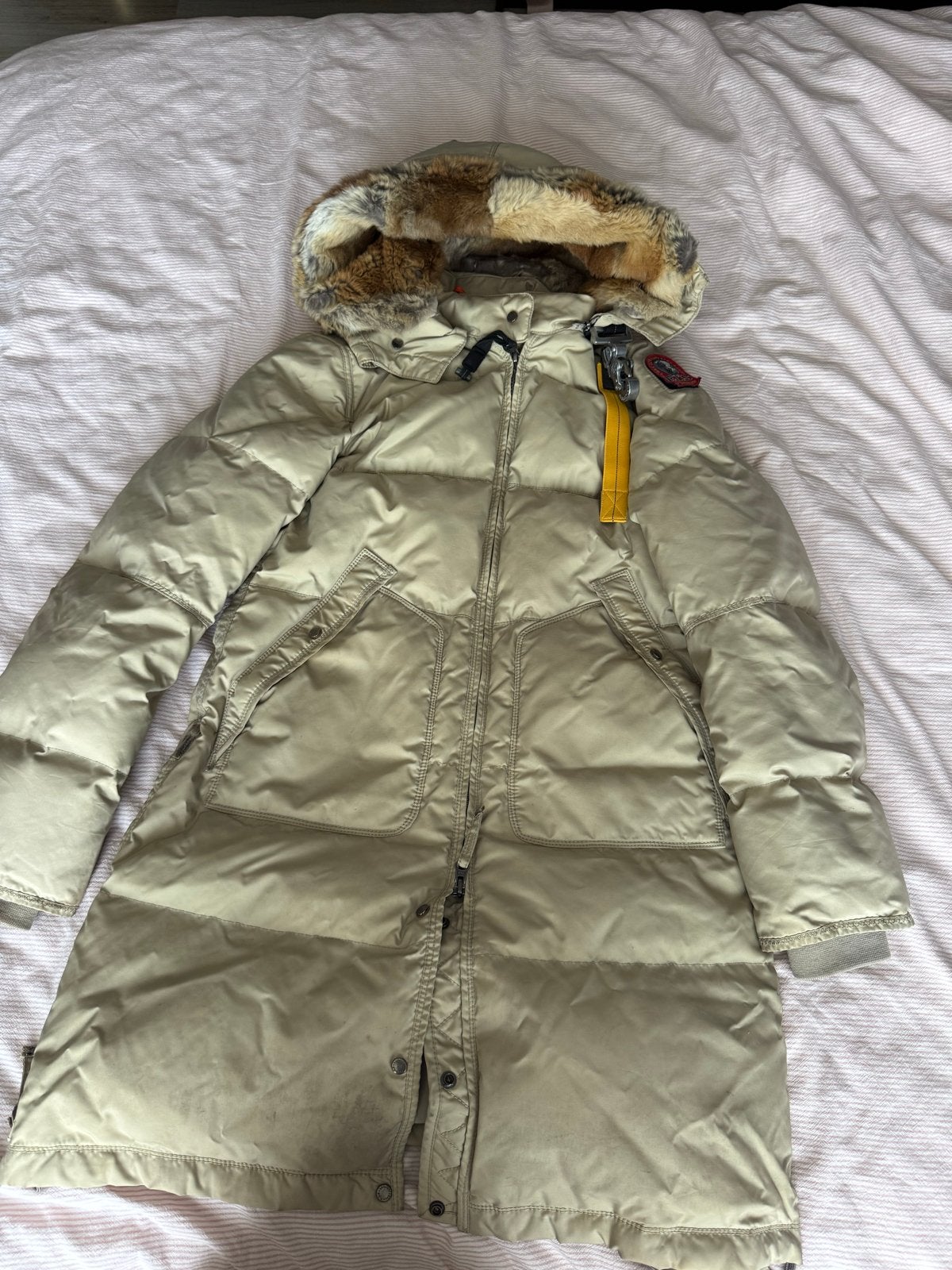 Parajumpers Long Bear Winterjas - Maat S, Beige, Kleding | Dames, Jassen | Winter, Ophalen of Verzenden, Zo goed als nieuw, Maat 36 (S)