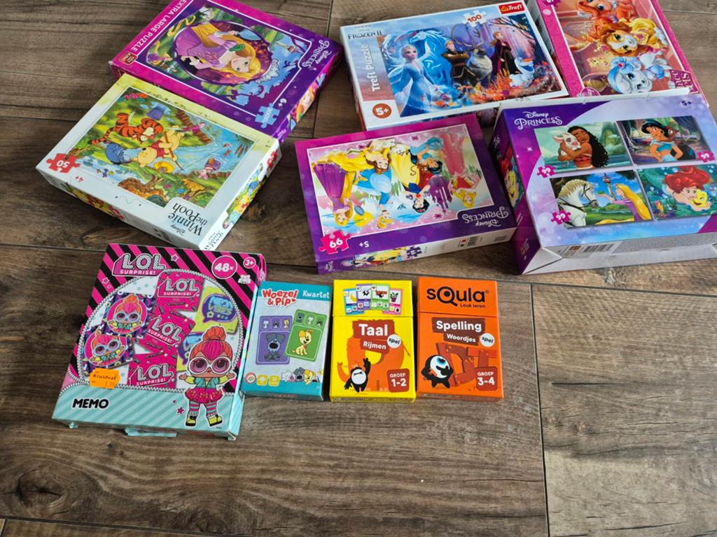 Grote collectie puzzels en kaartspellen voor kinderen, Ophalen, Meer dan 50 stukjes, Gebruikt, 2 tot 4 jaar