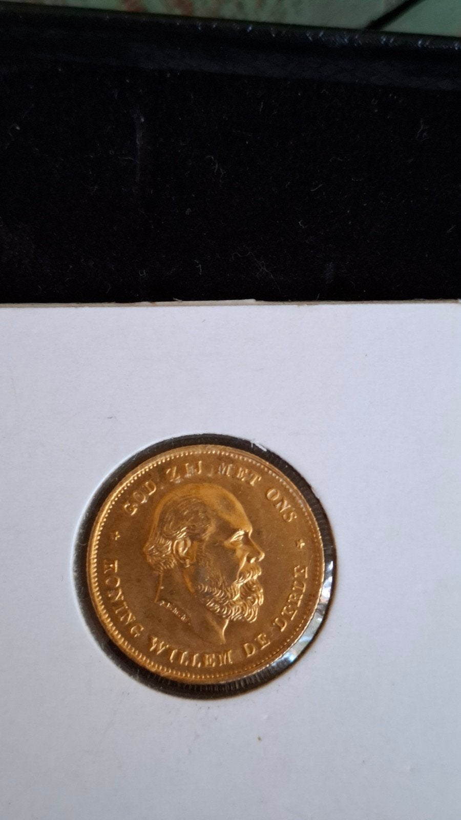 Gouden tientje Willem 3. 1875, Ophalen, Koning Willem III, Losse munt, Goud