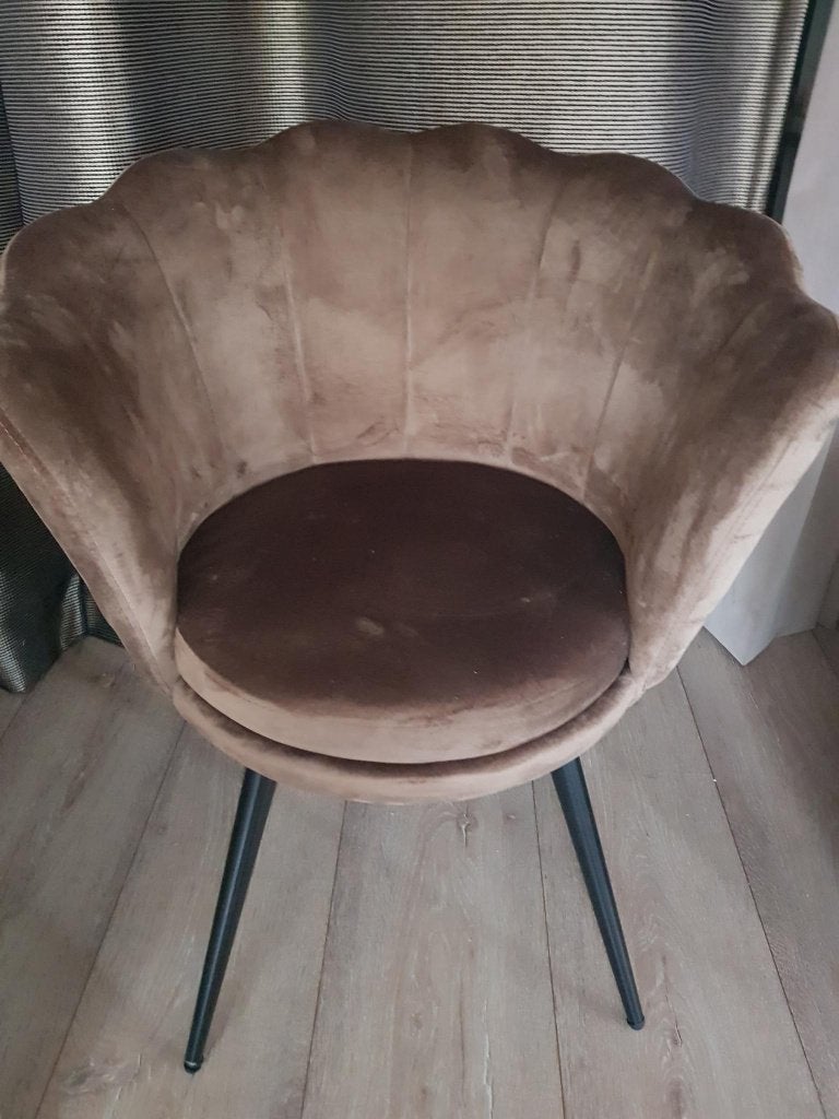 stoel "schelp"vorm, velours, taupe, Ophalen, Zo goed als nieuw, Overige kleuren, Eén