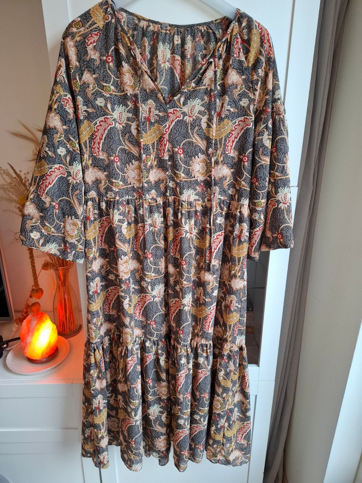 Geisha maxi jurk met bloemenprint maat L – boho), Geisha, Ophalen of Verzenden, Zo goed als nieuw, Onder de knie