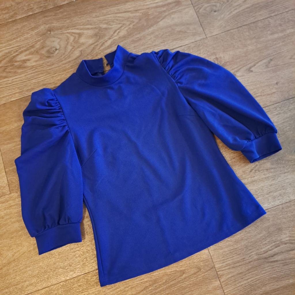 kobalt blauw shirt/blouse mt. M, Maat 38/40 (M), Blauw, Ophalen of Verzenden, Zo goed als nieuw
