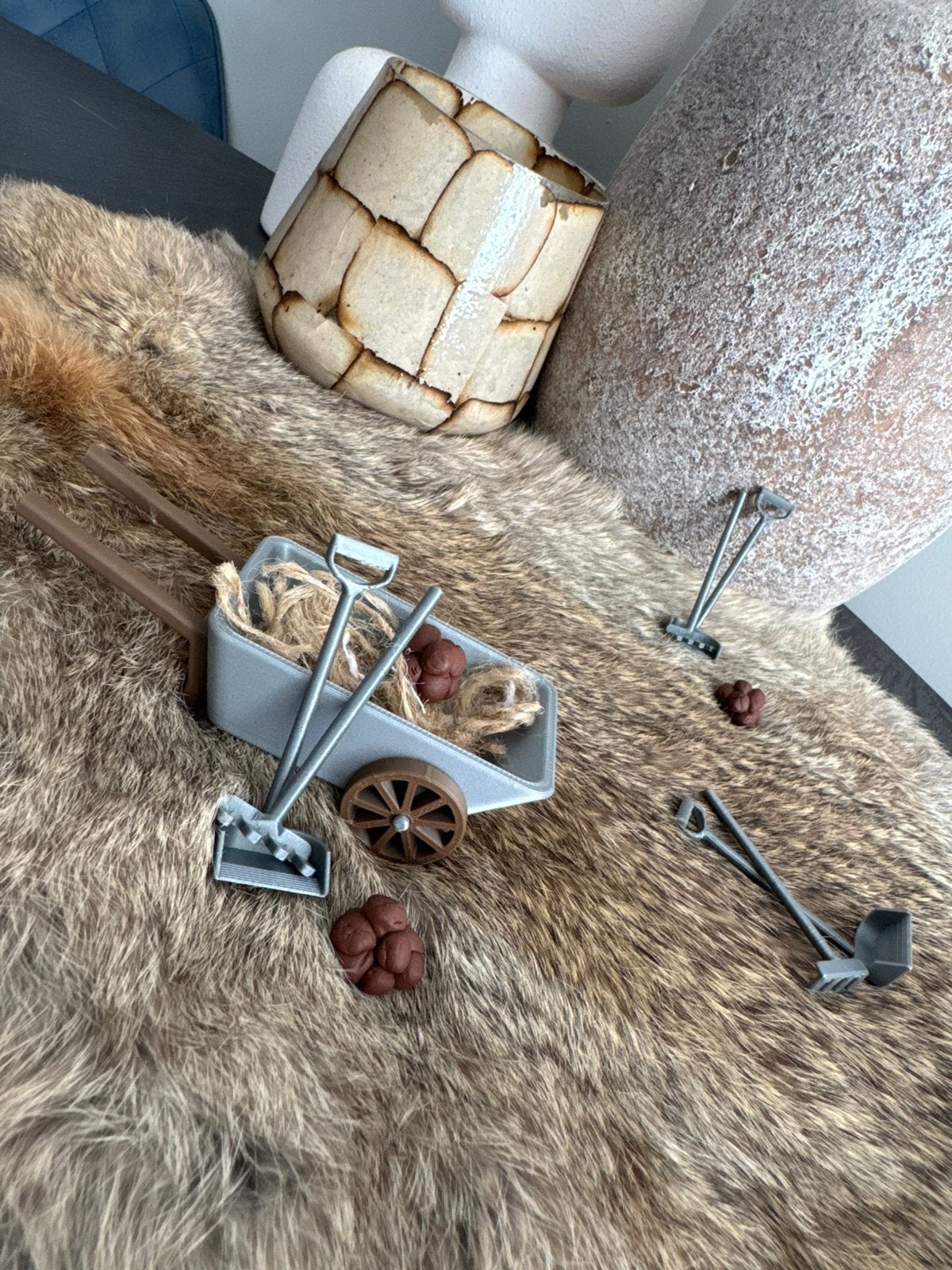 Schleich kruiwagen + poepschep – 3D geprinte accessoires, Ophalen of Verzenden, Zo goed als nieuw, Poppenhuis