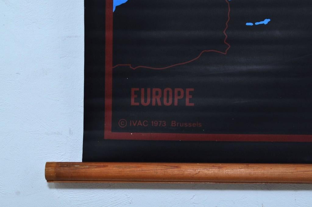 Vintage kaart Europa 1973 schoolplaat plaat landkaart, Ophalen of Verzenden, Aardrijkskunde