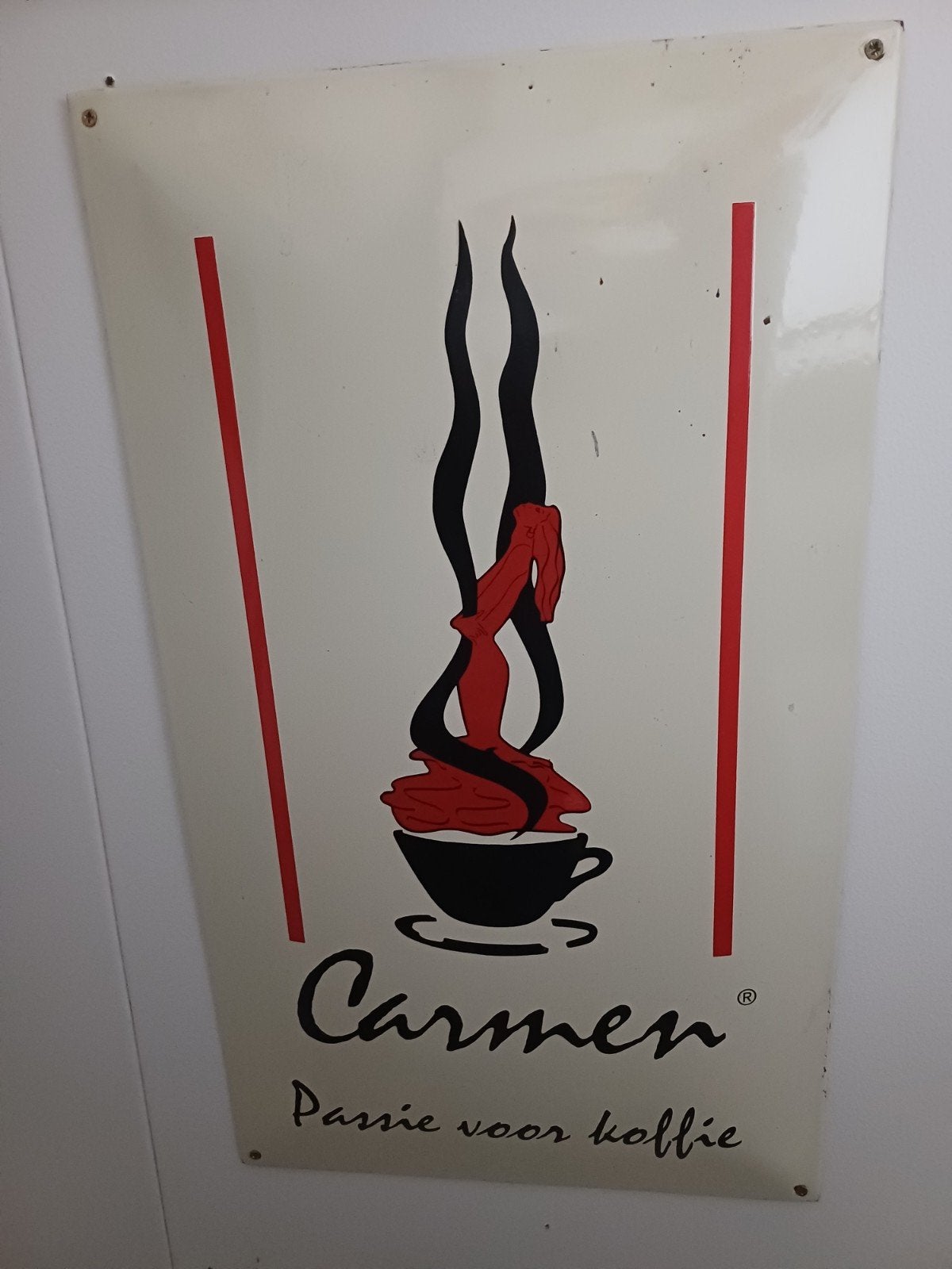 Vintage Carmen Koffie Emaille Reclamebord, Ophalen of Verzenden