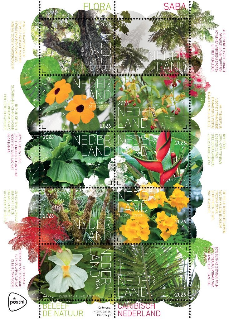 Jaar 2026 NVPH nnb Beleef de natuur - flora Saba., Ophalen of Verzenden, Na 1940, Postfris