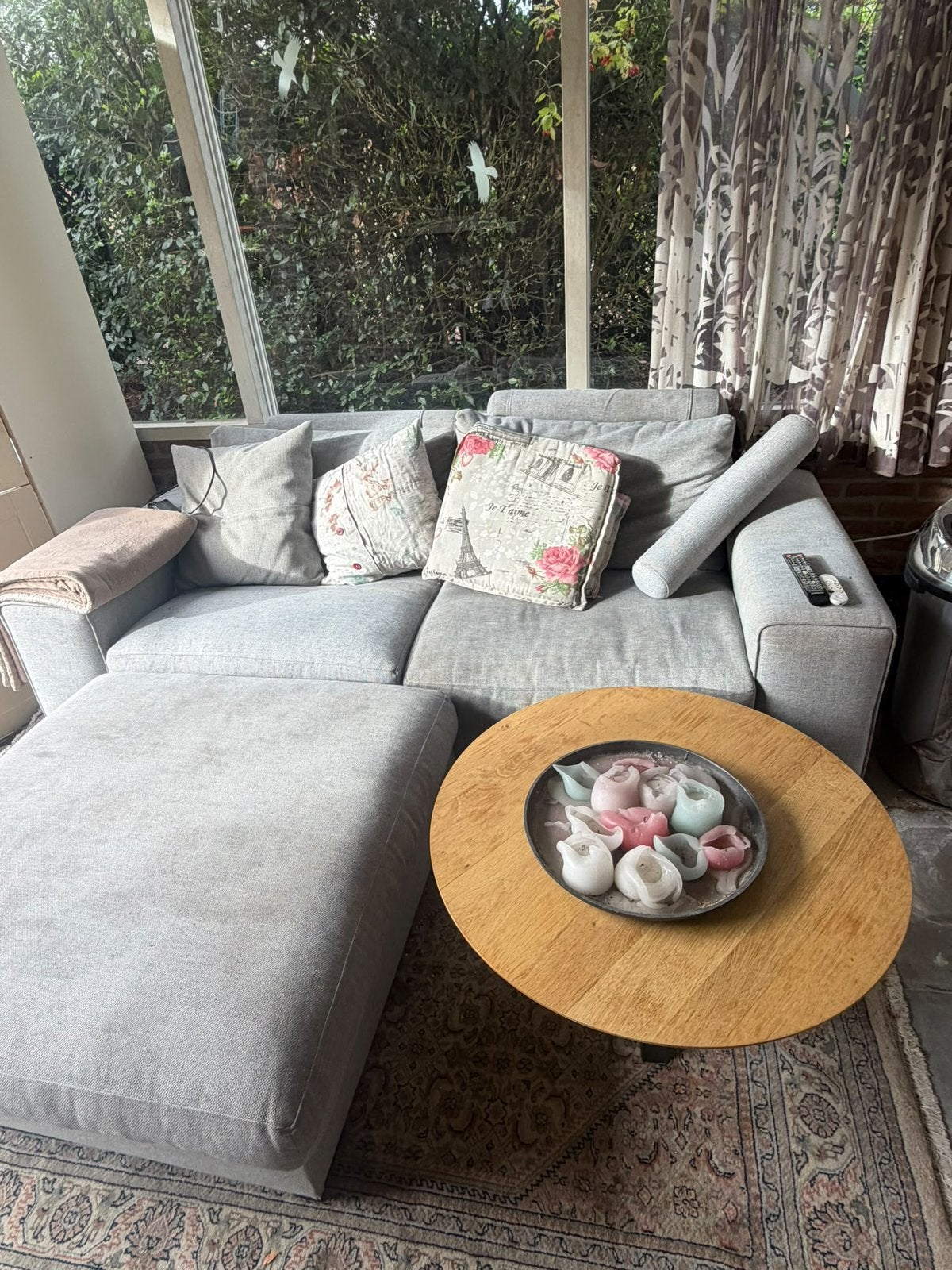 Gratis bank + hocker!, Huis en Inrichting, Ophalen, Gebruikt, Driepersoons, 75 tot 100 cm