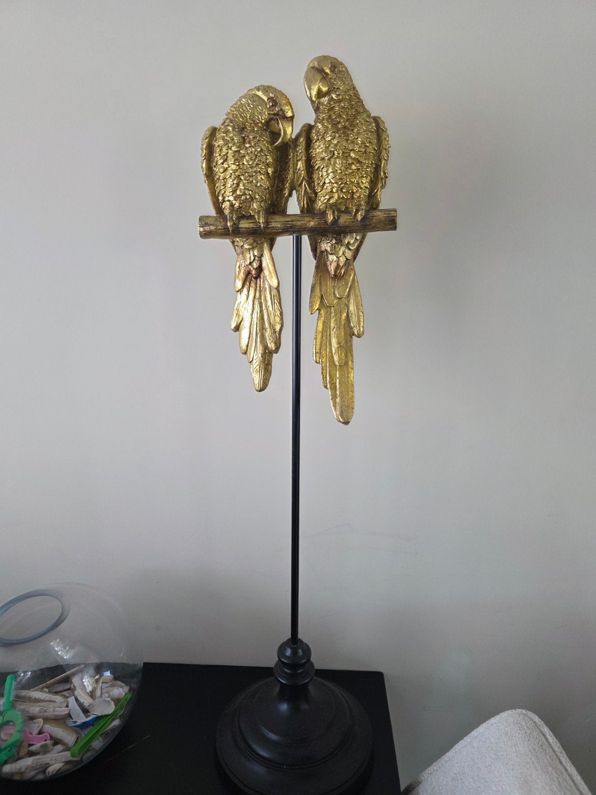 Gouden papegaaien op standaard - Decoratief beeld, Ophalen