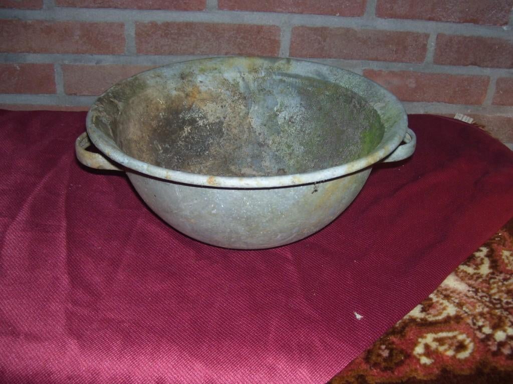 ZINKEN BLOEMBAK, Tuin en Terras, Ophalen, Minder dan 30 cm, Rond, Zo goed als nieuw