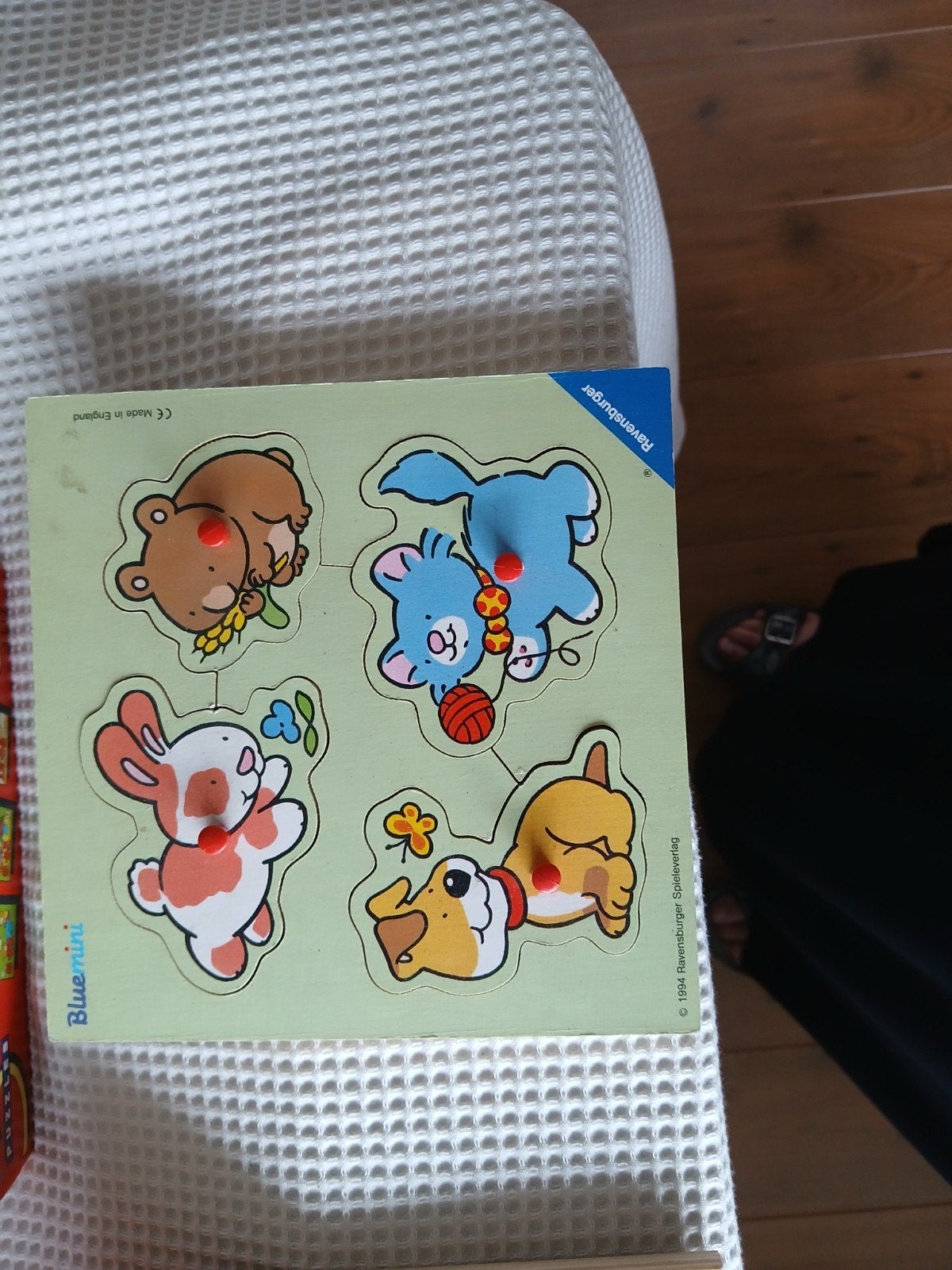 Ravensburger Bluenini Houten Dieren Puzzel, Gebruikt, Ophalen of Verzenden, Van hout, Minder dan 10 stukjes