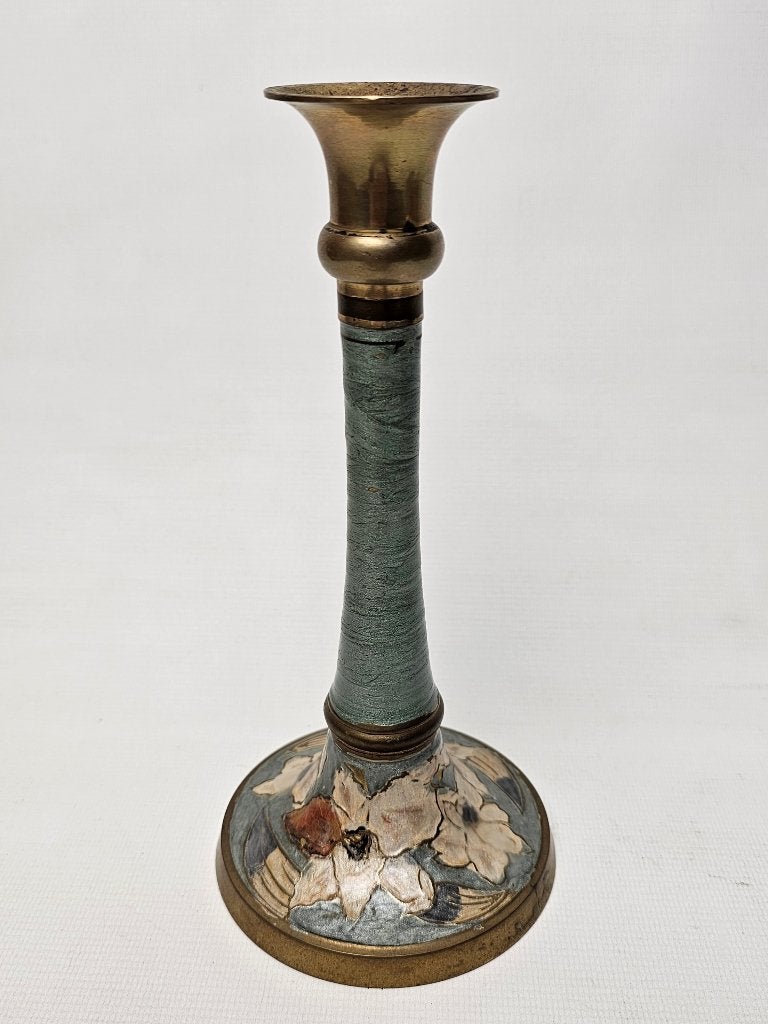 # Cloisonné messing en emaille kandelaar, Ophalen of Verzenden, Koper of Brons