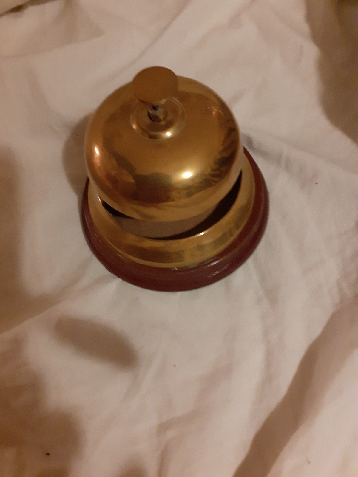 oude brocante hout met koperen hotelbel, Antiek en Kunst, Ophalen of Verzenden
