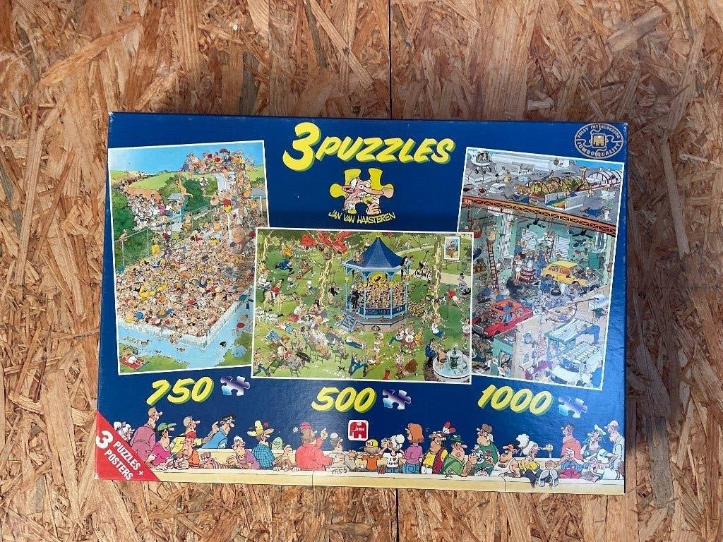 3- in-1 puzzels Jan van Haasteren, Ophalen, 500 t/m 1500 stukjes, Zo goed als nieuw