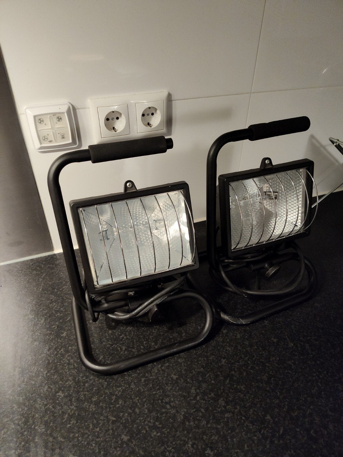 Set van 2 Sencys bouwlampen 400W, Ophalen, Gebruikt, Met statief, Lamp met armatuur
