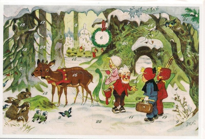 Adventskalender Kaart: Op bezoek bij boskabouters - 12410, Ophalen of Verzenden, Nieuw