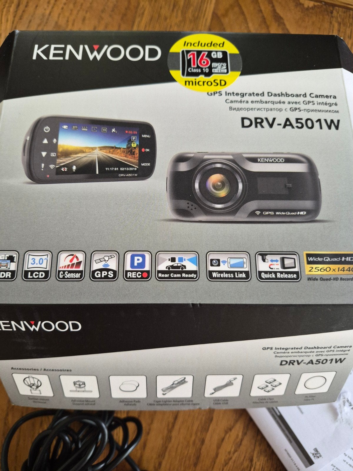Kenwood DRV-A501W Dashcam met GPS en 16GB microSD, Ophalen of Verzenden, Zo goed als nieuw