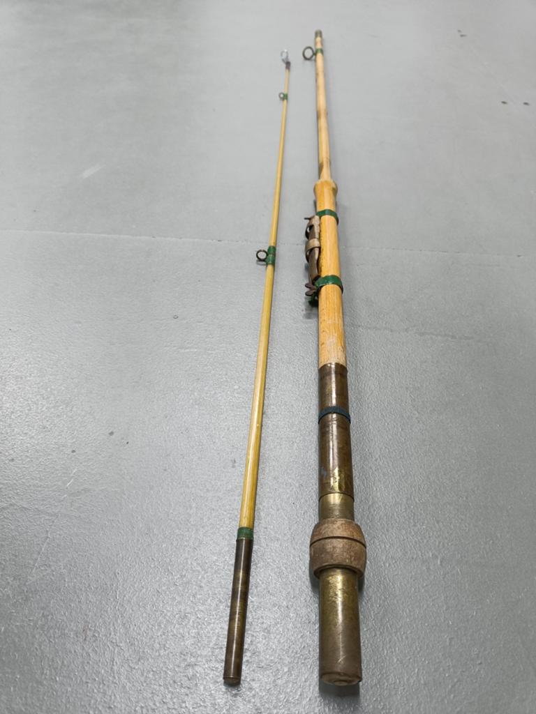 Vintage Eureka Rentenaar werphengel 2.50m 2d volglas/bamboe, Ophalen of Verzenden, Gebruikt, Werphengel