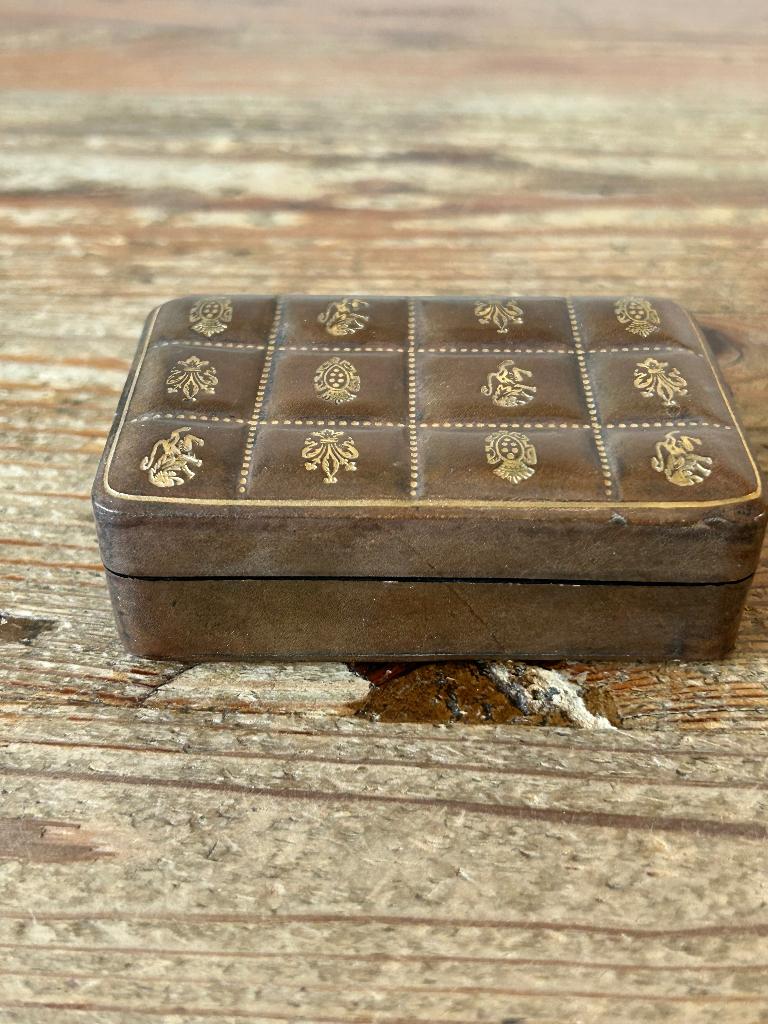 Leren doosje / sieraden doosje / kaartdoosje, Antiek en Kunst, Curiosa en Brocante, Ophalen of Verzenden