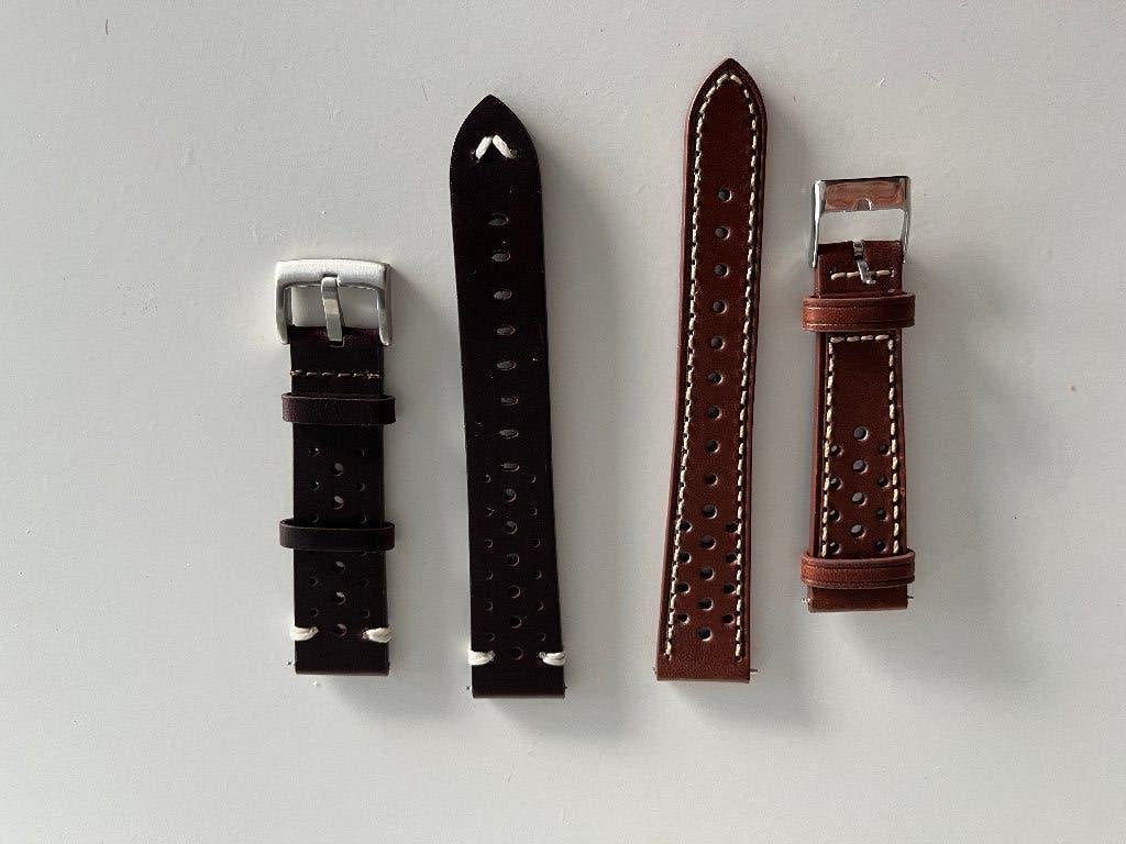 Twee leren horlogebanden Nieuw. 20mm., Overige merken, Overige materialen, Leer, Polshorloge
