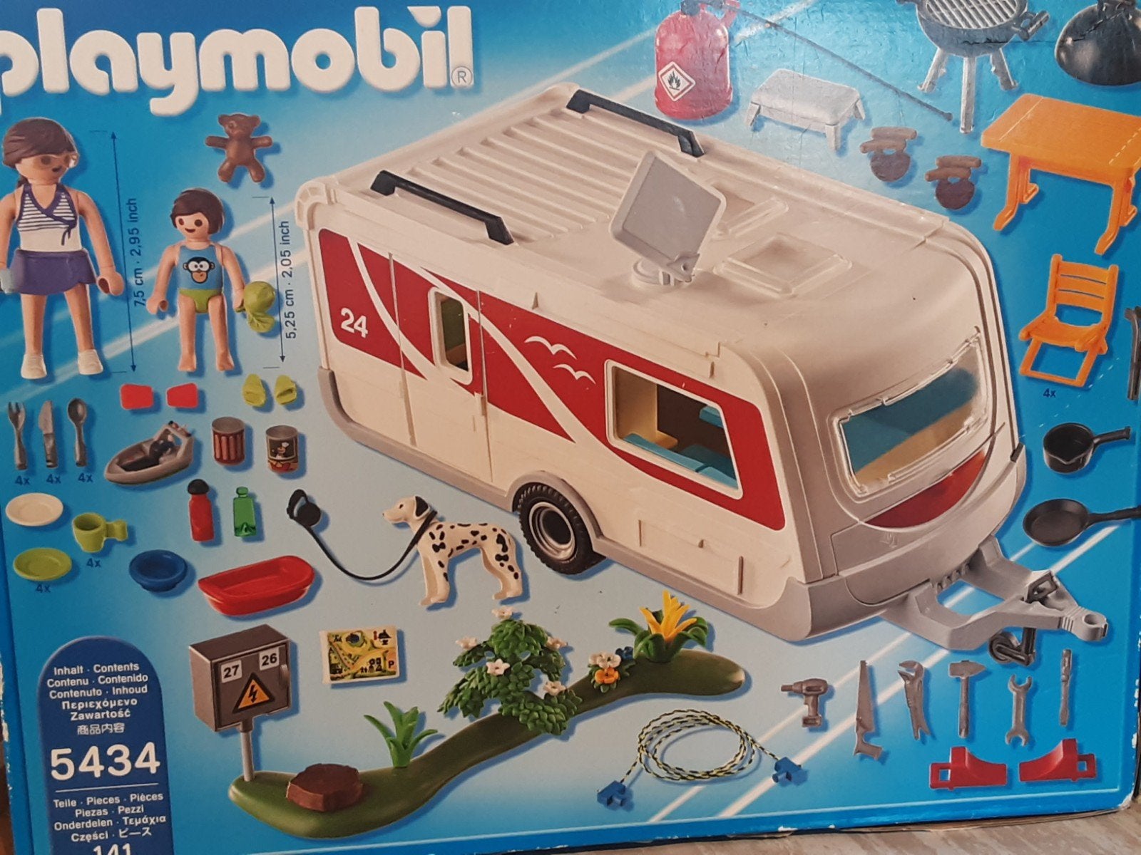 5434 caravan wit met rood nieuw!!, Complete set, Voertuig, Nieuw, Ophalen of Verzenden