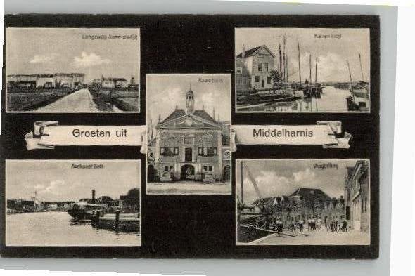 Middelharnis 5 zeer oude afb.  st 1913 waarbij haven