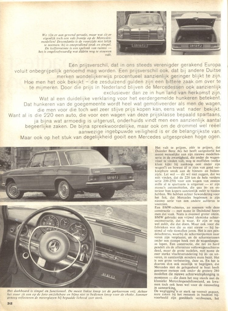 Autovisie test Mercedes 220 Juni 1968, Ophalen of Verzenden, Gelezen, Mercedes