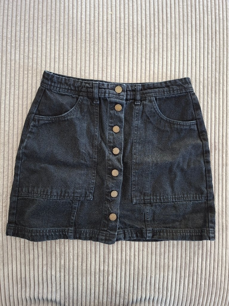 Stradivarius spijkerrokje, Zwart, Zo goed als nieuw, Boven de knie, Ophalen