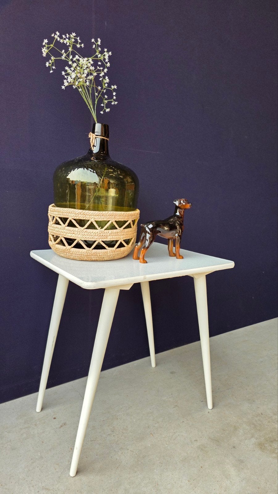 Vintage serveer tafeltje met glasplaat en onder blad, tafel, Ophalen, Gebruikt, Vintage, Nvt